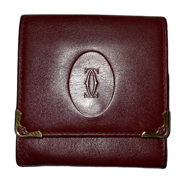 Cartier Burgundy Wine Leather Logo-embossed Coin Purse Mini Wallet - Picture 13 of 13